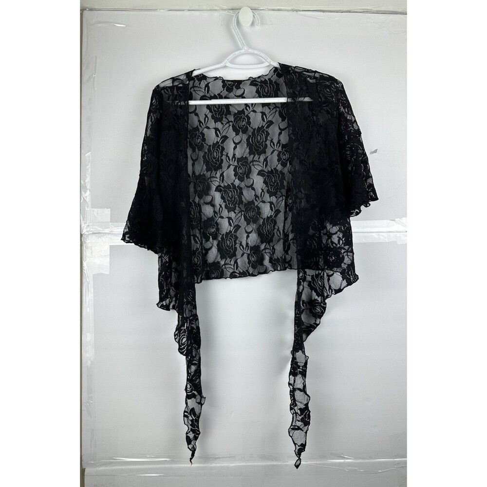 Black Sheer Floral Lace Kimono Cover Up Bell Sleeve Boho Women's Cardigan Top
